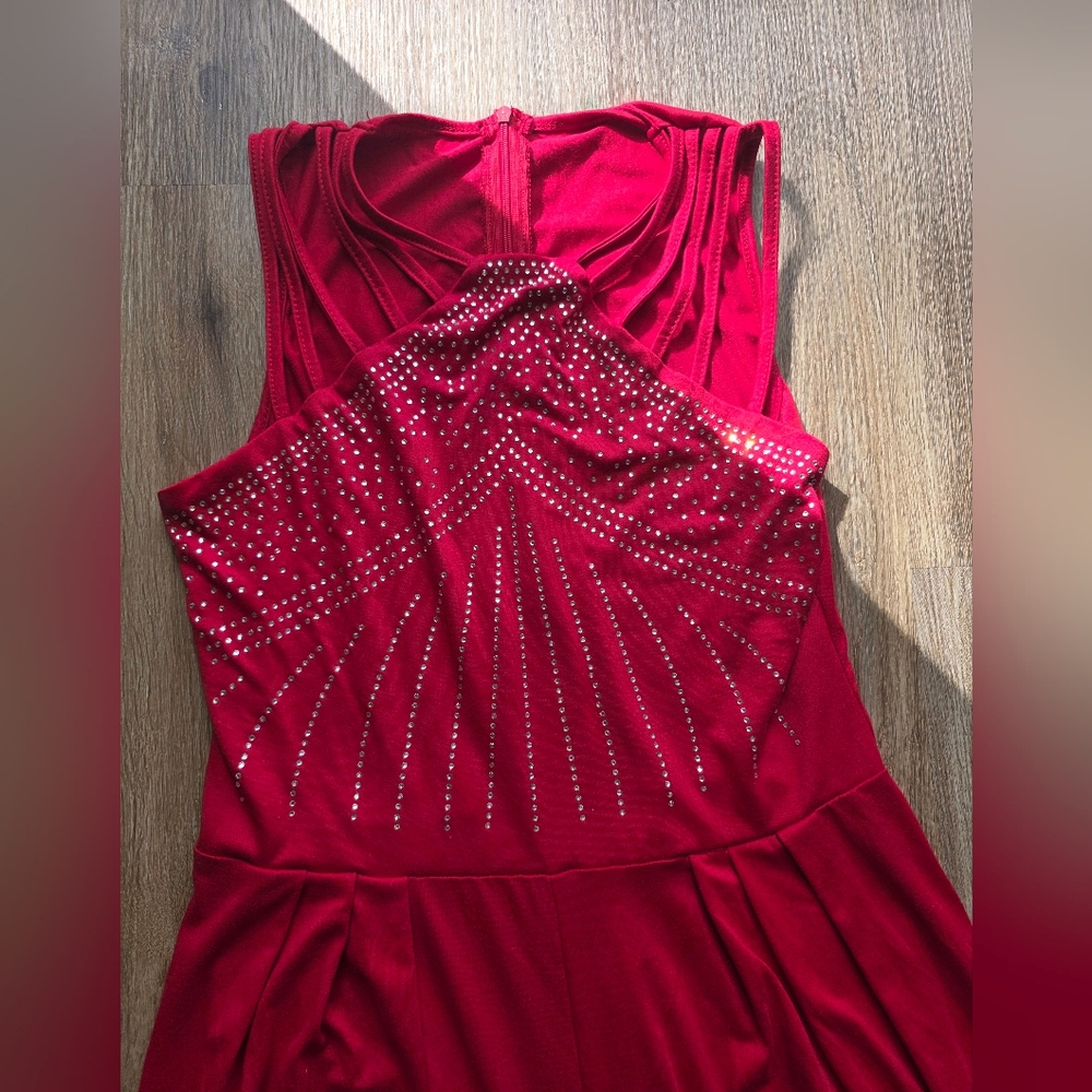 SHEIN Red Beaded Wide-Leg Jumpsuit - Picture 3 of 9